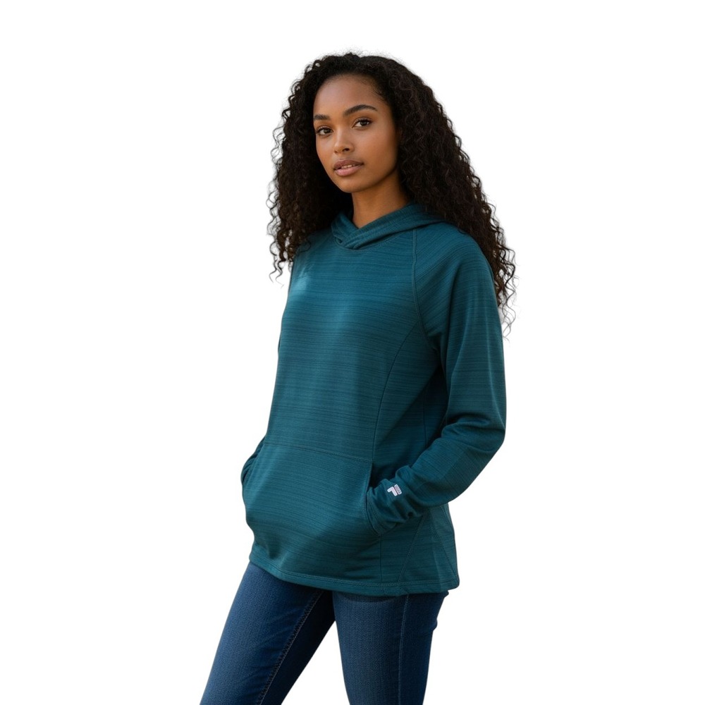 FILA Sport Womens XL Hoodie Long Sleeve‎ Teal Heathered Activewear
